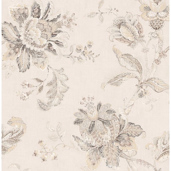 30.75 sq. ft. Linen & Latte Anelda Jacobean Vinyl Peel and Stick Wallpaper Roll