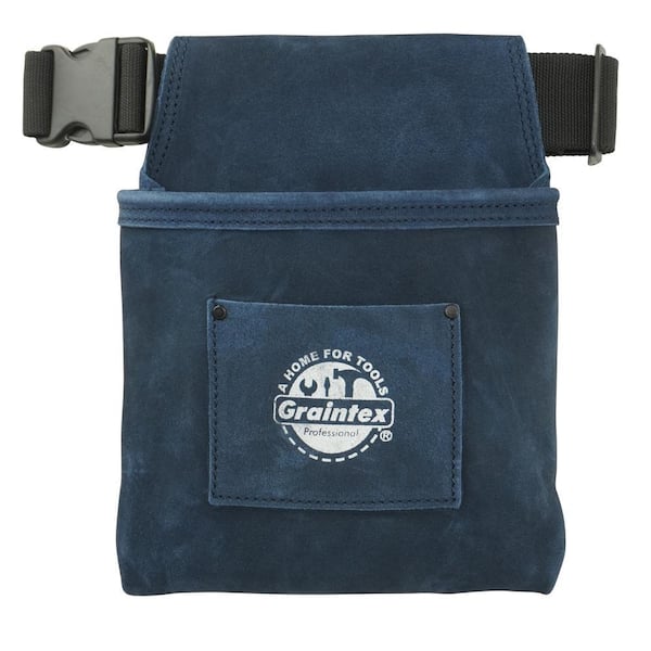 1-Pocket Leather Suede Nail and Tool Pouch with 2 in. Webbing Belt