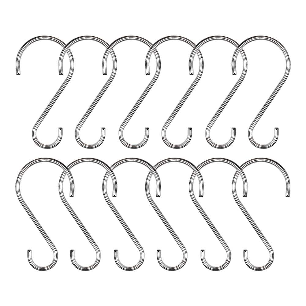 Polished Chrome Rust-Proof Shower Curtain Hooks Set of 12