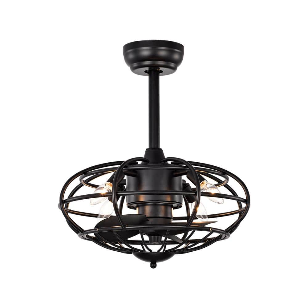 18 in. Smart Indoor Matte Black Ceiling Fan with Remote Control, Timer and 
