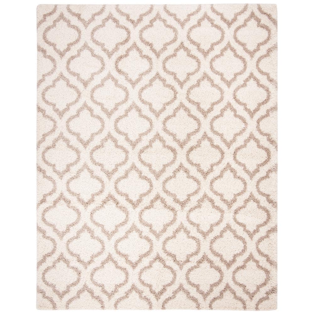 Hudson Shag Ivory/Beige 9 ft. x 12 ft. Geometric Multi-Trellis Area Rug price history on PriceWatchPro