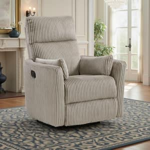 Rix Taupe Brown Fabric Glider Recliner with Ribbed Corduroy