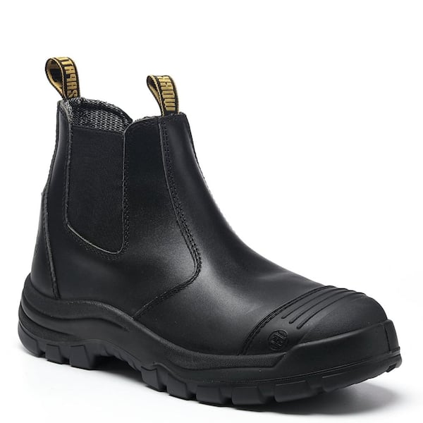 Men's 6 in.Corrected Leather Soft Toe Puncture-Resistant Slip-Resistant Chelsea Work Boots LV802 - Black