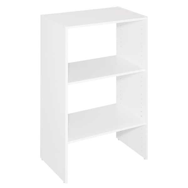 Selectives 25 in. W White Tower Unit Stackable 3-Shelf Wood Closet System
