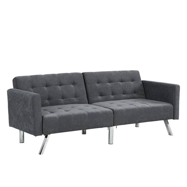 Clihome Pull-Out Sofa-Bed 60-in Modern Light Gray Velvet 3-seater Sleeper  in the Couches, Sofas & Loveseats department at