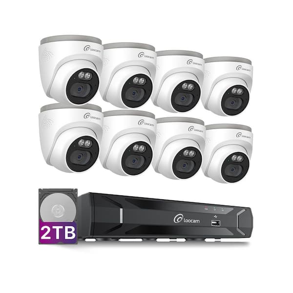 8 Channel 2.5K 5MP PoE NVR Security Camera System 2TB, 8 Pieces 4MP Wired PoE IP Cameras, 2-Way Audio, Person Detection