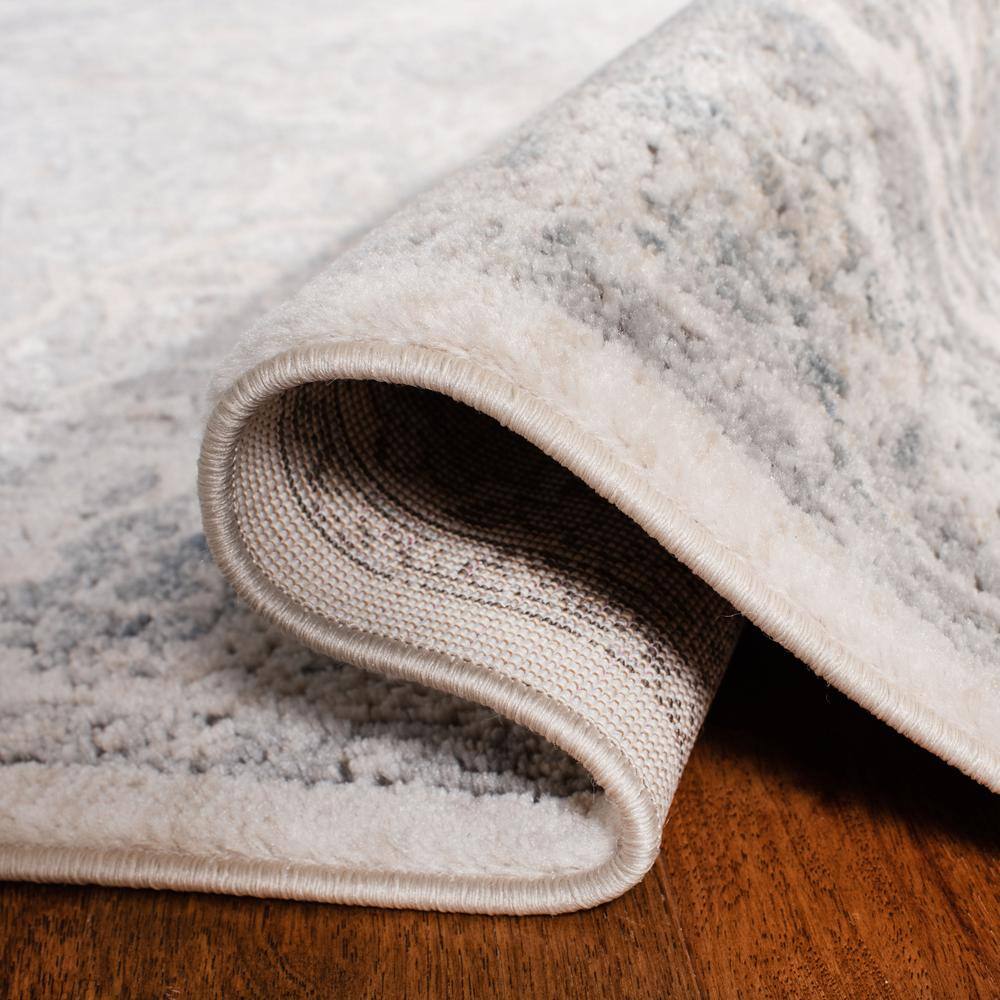 Gray Medallion Stain-Resistant Synthetic Runner Rug