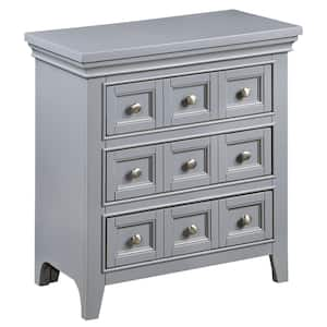 Ranchero 3-Drawer Gray with Care Kit Nightstand (28 in. H x 26 in. W x 16 in. D) With USB Ports