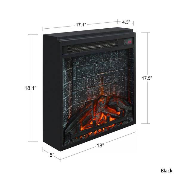 Ameriwood Home 18 in. Electric Glass Front Fireplace Insert with Remote,  Black HD93024 - The Home Depot