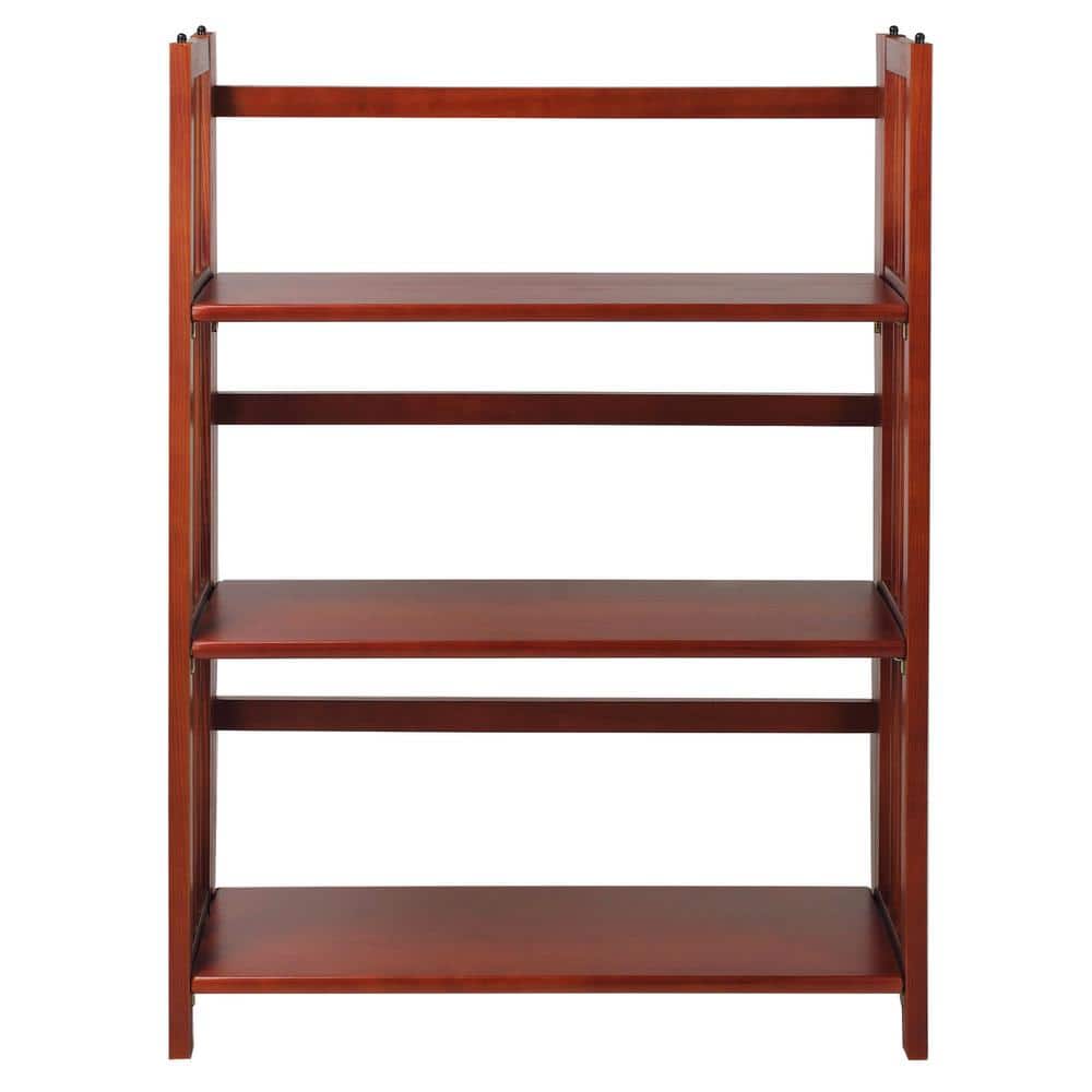 Mahogany 27.5" 3-Shelf Folding Stackable Bookcase