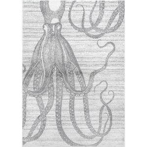 Thomas Paul Octopus Silver Doormat 3 ft. x 5 ft. Area Rug