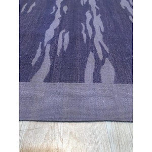 Purple 6 ft. x 8 ft. Handwoven Wool Modern Flat Weave Area Rug