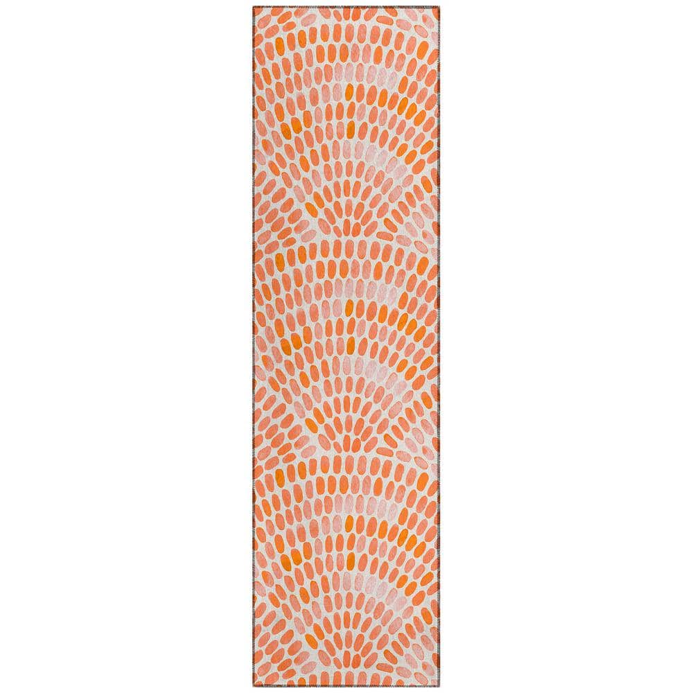 Surfside 2 ft. 3 in. x 7 ft. 6 in. Orange Geometric Indoor/Outdoor Area Rug