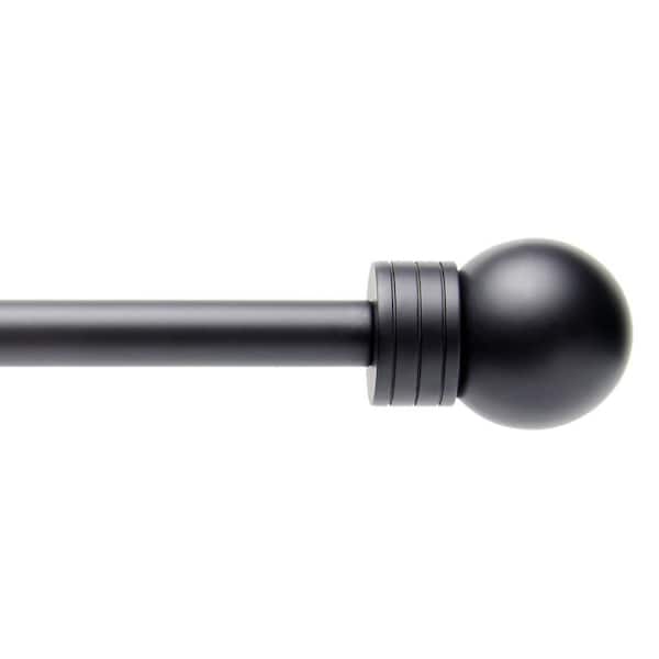 TOWN & COUNTRY BASICS Modern Sphere 36 in. x 72 in. Matte Black Single Curtain Rod