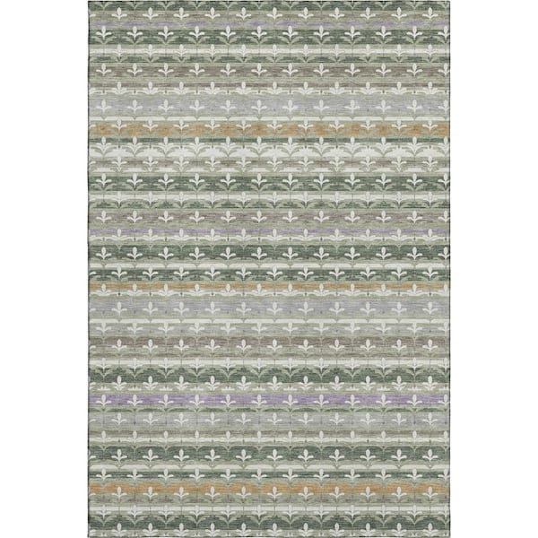 Mayfield Premium Machine Washable Abstract AMF2479 Basil 10 ft. x 14 ft. Area Rug