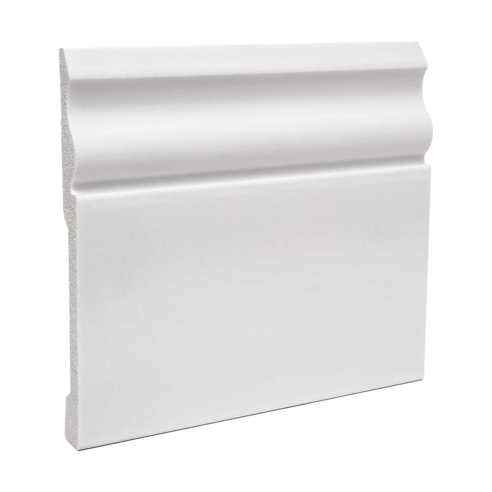 6-Inch White Recycled Polystyrene Baseboard Moulding Sample