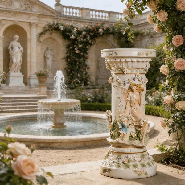 maocao hoom 33 in. Luxury Vintage Roman Column Pedestal, Resin