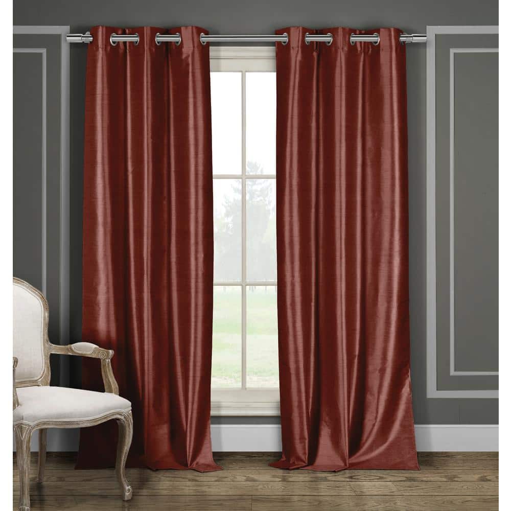 Solid Wine Polyester Blackout Grommet Window Curtain - 36 in. W x 84 in. L 