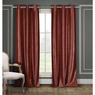 Solid Wine Polyester Blackout Grommet Window Curtain - 36 in. W x 84 in. L (2-Pack)