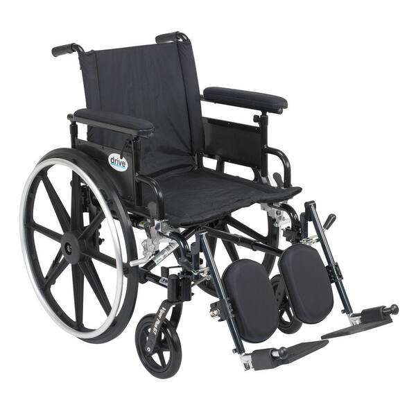 Drive Viper Plus GT Wheelchair with Removable Flip Back Adjustable Arms, Adjustable Full Arms and Elevating Legrests