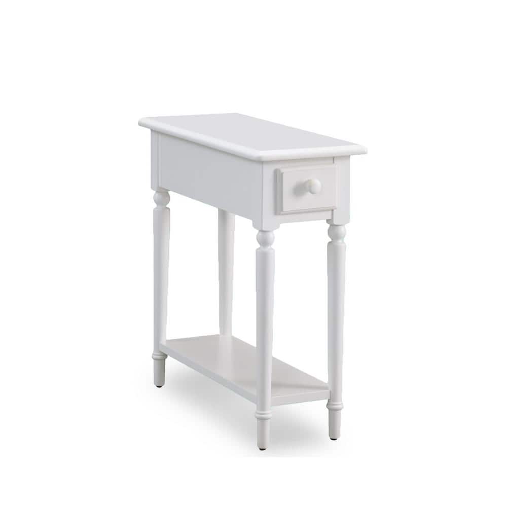 Orchid White Coastal Narrow Side Table with Storage
