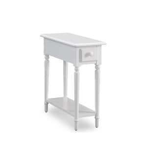 Coastal Notions 24 in. Silky Painted Orchid White Narrow Chairside Table with Shelf