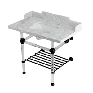 Pemberton 36 in. Marble Console Sink with Acrylic Legs in Marble White Matte Black