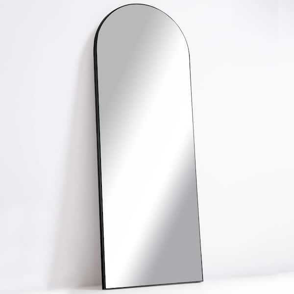 Unbranded 22 in. W x 65 in. H Arched Framed Wall Bathroom Vanity Mirror in Black