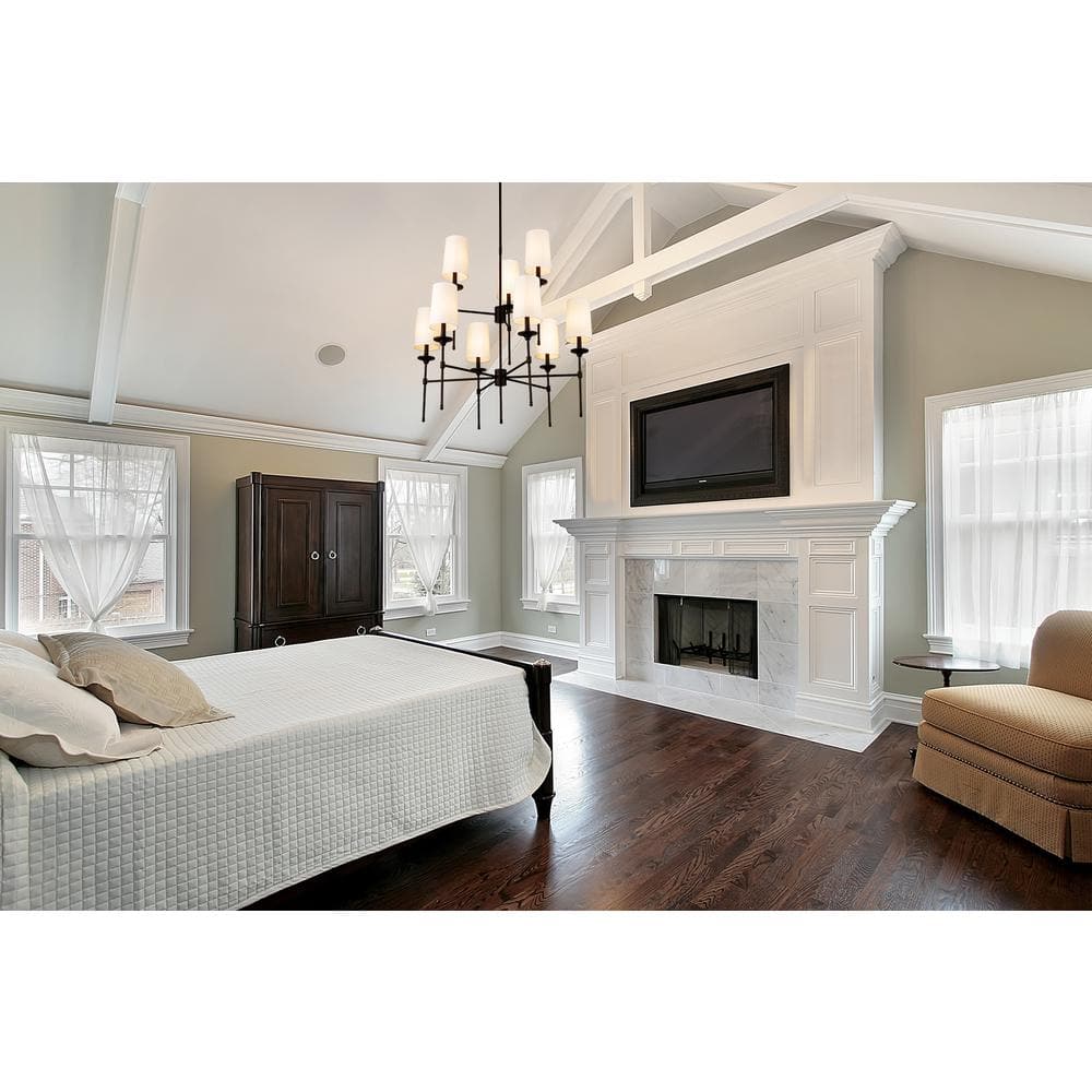 Emily Matte Black 9-Light Transitional Tiered Chandelier