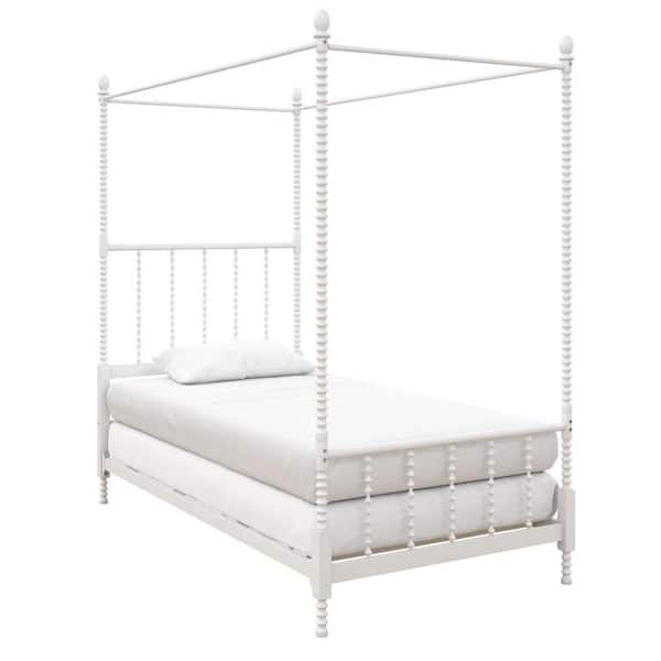Dhp Emerson White Metal Canopy Twin, White Four Poster Twin Bed