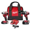 M18 18-Volt Lithium-Ion Brushless Cordless Hammer Drill/Impact Combo Kit (2-Tool) with 2 Batteries, Charger and Bag