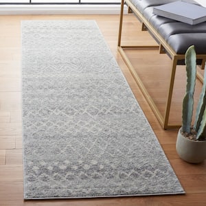 Madison Silver/Ivory 2 ft. x 8 ft. Geometric Floral Runner Rug