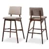 Baxton Studio Colton 42 in. Light Gray and Walnut Bar Stool Set of