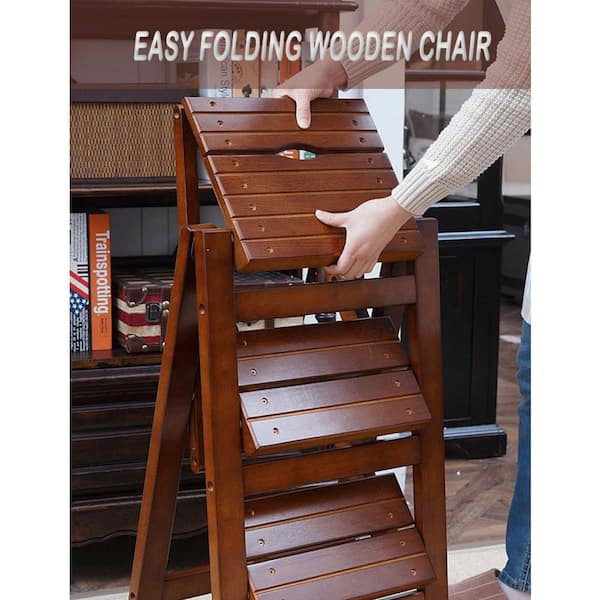 Three Step Chair Folding Library Ladder 3-Step Chair, Portable Multifunctional Folding ...