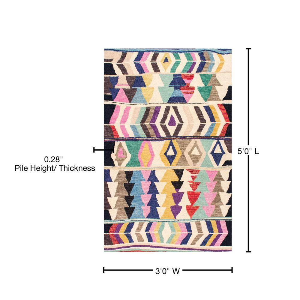 Handmade Multicolor Wool Geometric Tufted Accent Rug, 3' x 5'