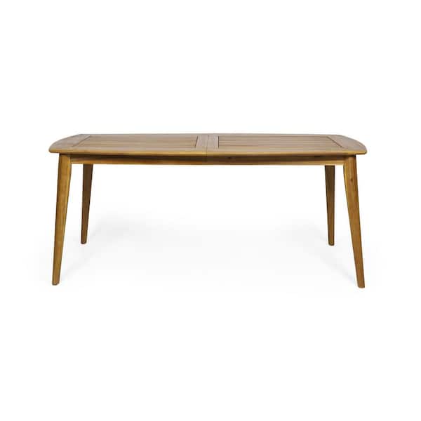 Unbranded Teak Acacia Wood Outdoor Dining Table, Classic Slat Paneling for Backyard, Patio