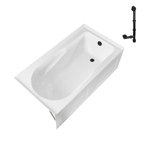 GA-311-24-BL 60 in. x 32 in. Acrylic Soaking Alcove Bathtub in Glossy White with Right-Hand Drain in Matte Black
