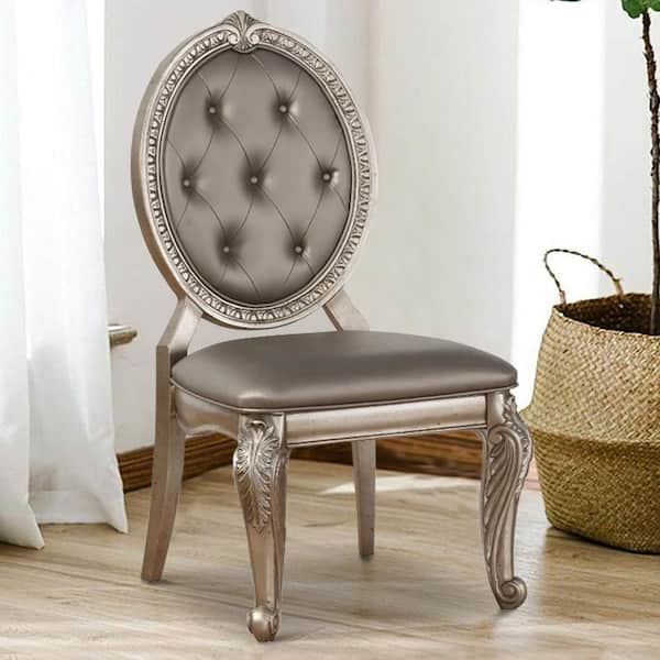 Faux leather and gold metal molded aria discount chair