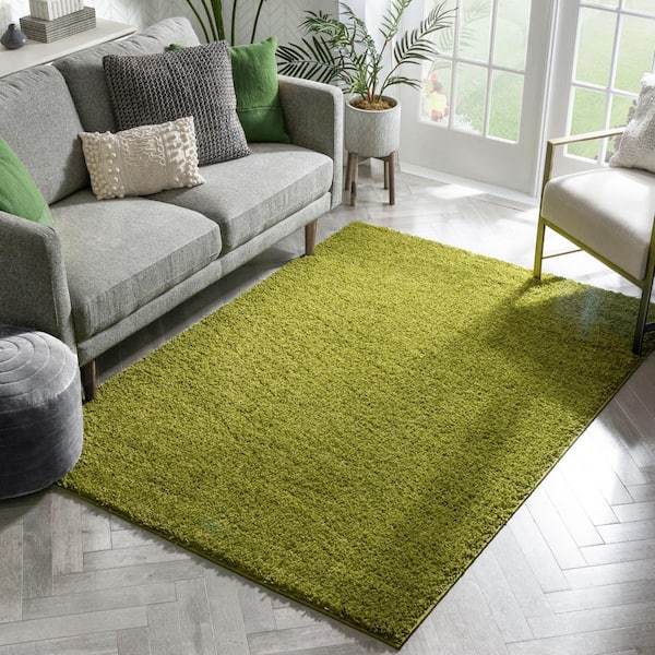 Green Fluffy Rug Large Shaggy Modern Plain Carpet Small Bedroom Round Fluffy Mat 