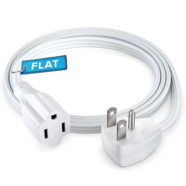 5 ft. 14 / 3 Medium / Heavy Duty Indoor Extension Cord Flat Plug Flat Wire 15 Amp White