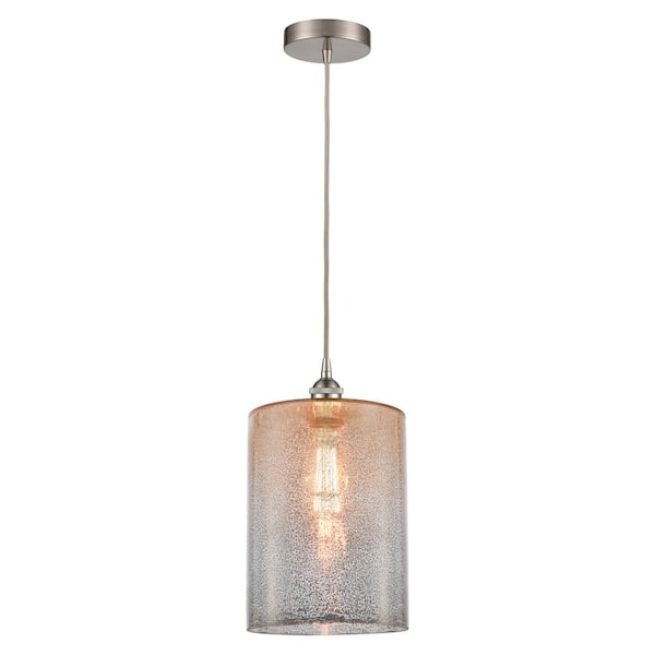 Cobbleskill 60-Watt 1-Light Brushed Satin Nickel Shaded Mini Pendant Light with Painted Glass Shade