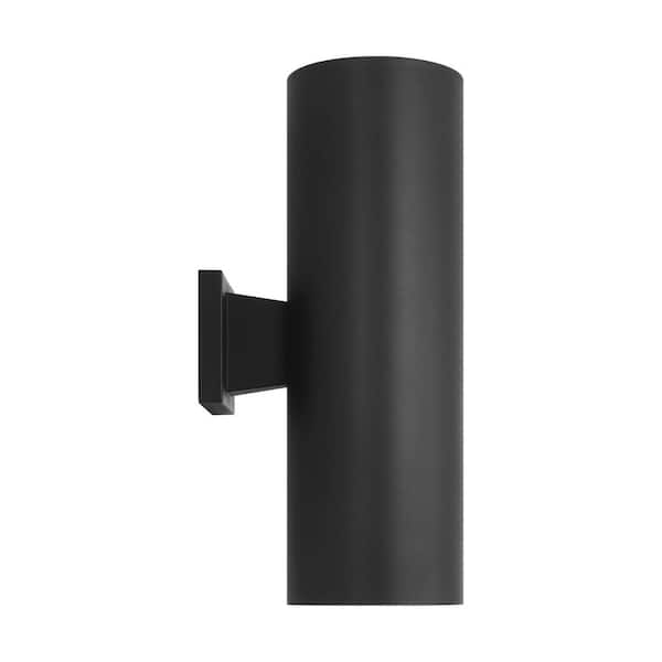 Generation Lighting Outdoor Cylinders Large 2-Light Textured Black StoneStrong Outdoor Wall Lantern