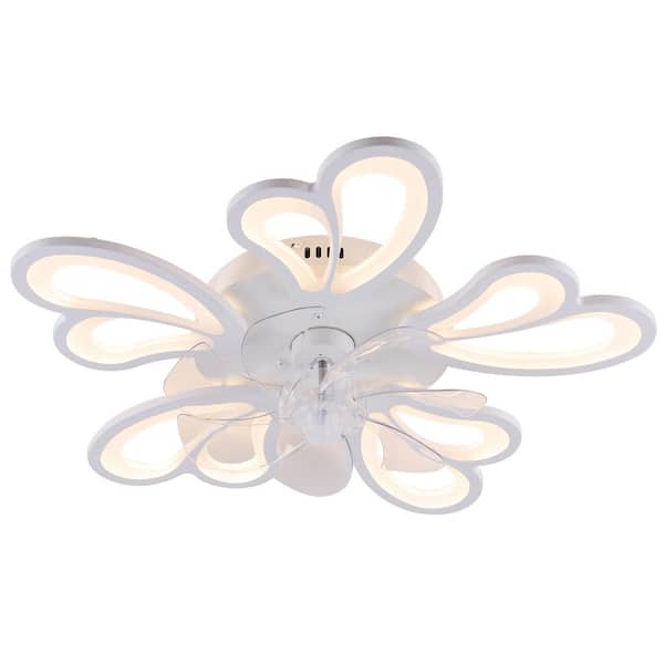 22 in. Modern Flush Mount Indoor White Ceiling Fan with LED Lights, Remote Control and DC Motor for Small Bedroom