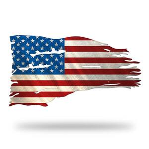 18 in. American U.S. Distressed Flag Metal Decorative Sign