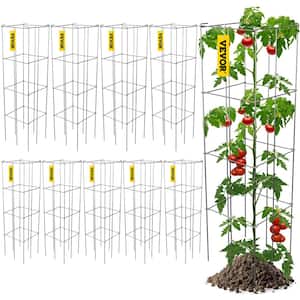 11.8 in. x 11.8 in. x 46.1 in. Tomato Cage Square Plant Support Cages Silver Steel Tomato Towers, (10-Pack)