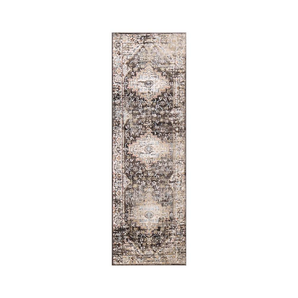 Ashland Charcoal 3 ft. x 8 ft. (2 ft. 6 in. x 8 ft.) Geometric Transitional