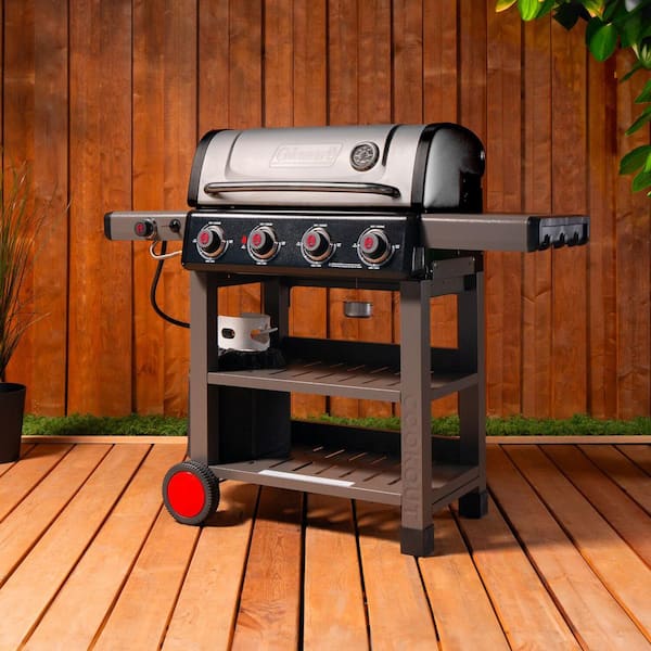 Coleman - Cookout 4-Burner Propane Gas BBQ Grill in Stainless with Side Burner, 637 sq. in. Cooking Surface, Instastart Ignition