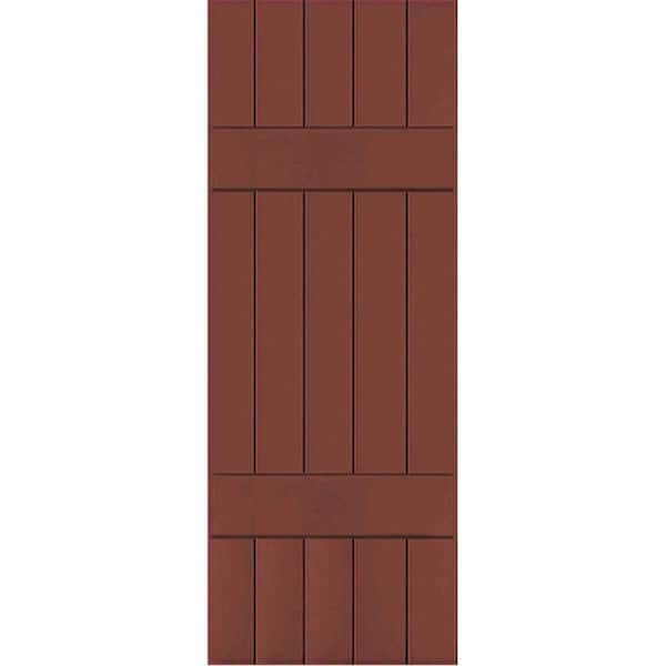 Ekena Millwork 18 in. x 59 in. Exterior 5-Board (2 Batten) Composite Board-n-Batten Shutters (Per Pair), Country Redwood