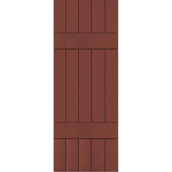 Ekena Millwork 18 in. x 67 in. Exterior 5-Board (2 Batten) Composite Board-n-Batten Shutters (Per Pair), Country Redwood