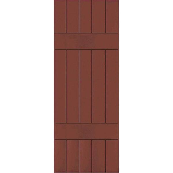 Ekena Millwork 18 in. x 68 in. Exterior 5-Board (2 Batten) Composite Board-n-Batten Shutters (Per Pair), Country Redwood